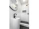 Modern bathroom with black and white hexagon tile at 1210 Finley Ave, Indianapolis, IN 46203