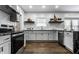 Modern kitchen with white cabinets, dark wood floors and granite countertops at 1210 Finley Ave, Indianapolis, IN 46203