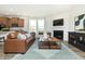 Living room features a fireplace and large TV at 18452 Depoe Ln, Westfield, IN 46074