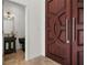 Elegant powder room with dark vanity and modern fixtures at 962 Westview Point Dr, Columbus, IN 47201