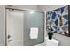 Clean bathroom featuring a shower/tub combo and modern decor at 8807 Wintergreen Way, Indianapolis, IN 46256