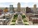 Drone view of downtown Indianapolis, showing the city skyline and Monument Circle at 350 N Meridian St # 901, Indianapolis, IN 46204