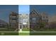 Three-story townhomes with brick and siding exteriors, showcasing modern design at 7284 County Road 600 W, McCordsville, IN 46055