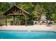 Outdoor kitchen and fireplace near the pool at 12980 W Mt. Healthy Rd, Columbus, IN 47201