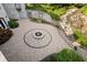 Large patio with a fire pit and landscaping, adjacent to a stream at 12980 W Mt. Healthy Rd, Columbus, IN 47201