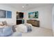 Finished basement with a cozy sitting area and home theater at 729 Greenford N Trl, Carmel, IN 46032