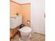 Vintage bathroom with peach tile and classic toilet at 532 E Mills Ave, Indianapolis, IN 46227