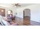 Spacious living room with hardwood floors and an open floor plan at 532 E Mills Ave, Indianapolis, IN 46227