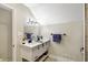 Elegant bathroom with double vanity and modern lighting at 1938 E 11Th St, Indianapolis, IN 46201