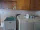 Laundry room with vintage sink and washer and dryer at 610 W Monroe St, Alexandria, IN 46001
