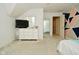 Bedroom with geometric accent wall, dresser, and mirrored closet at 2838 Silverwood Ln, Greenwood, IN 46143