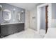 Updated bathroom with walk-in shower and soaking tub at 3860 N Delaware St, Indianapolis, IN 46205