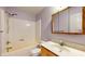 Simple bathroom with shower/tub and updated vanity at 709 Silver Fox Ct, Indianapolis, IN 46217