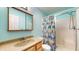 Clean bathroom, shower/tub combo, updated vanity at 709 Silver Fox Ct, Indianapolis, IN 46217