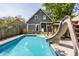 Refreshing inground pool with slide and backyard at 1715 Alabama St, Indianapolis, IN 46202