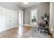Home office with hardwood floors and built-in closet at 1715 Alabama St, Indianapolis, IN 46202