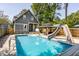 Spacious backyard pool with a slide and gazebo at 1715 Alabama St, Indianapolis, IN 46202