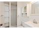 Clean bathroom with shower, toilet, and vanity at 5648 N Keystone Ave, Indianapolis, IN 46220