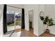 View of backyard through sliding glass doors from dining area at 417 E Morris St, Indianapolis, IN 46225