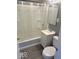 Clean bathroom with shower/tub combo and vanity at 905 Crescent Dr, Anderson, IN 46013