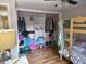 Organized closet with shelving and hanging rods for clothes storage at 108 W 650 South, Pendleton, IN 46064