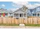 Newly constructed home with gray siding, front porch, and wooden fence at 1245 N Mount St, Indianapolis, IN 46222