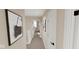 Upper hallway with carpet, doors to bedrooms, and art at 5736 Birtz Rd, Indianapolis, IN 46216