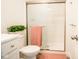 Clean bathroom with a walk-in shower and white vanity at 1431 Coen Ct, Columbus, IN 47201