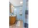 Simple bathroom with single vanity and shower/tub combo at 4525 S Deck Rd, Gosport, IN 47433