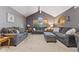 Living room with comfy sofas and neutral color palette at 4525 S Deck Rd, Gosport, IN 47433