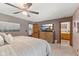 Main bedroom with large TV and ensuite bathroom at 4525 S Deck Rd, Gosport, IN 47433