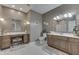 Elegant bathroom with double vanity, large mirror, and shower at 5391 Neff Ln, Mooresville, IN 46158
