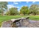 Relaxing patio with chairs and a small table, overlooking a grassy area at 9263 Golden Oaks W, Indianapolis, IN 46260