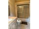 Bathroom includes shower/tub combo and updated vanity at 4161 S Summit Ln, Columbus, IN 47201