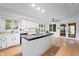 Bright kitchen boasts white cabinets, granite island, and access to backyard at 8954 Briarclift Rd, Indianapolis, IN 46256