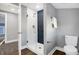 Clean bathroom with a glass enclosed shower at 515 Orange St, Indianapolis, IN 46203