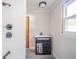 Bathroom featuring a rustic sink cabinet and shower at 2682 E 150 S, Anderson, IN 46017