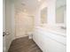 Modern bathroom with a double vanity and shower at 1114 Fleming Dr, Greenfield, IN 46140
