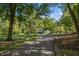 Long driveway leading to a Tudor style home, surrounded by lush trees at 6470 Around The Hills Rd, Indianapolis, IN 46226