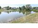 Serene pond view with houses reflecting in the calm water at 8117 Crook N Dr, Indianapolis, IN 46256