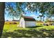 Small white shed in a grassy yard at 9490 N 700 E, Indianapolis, IN 46259