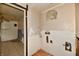 Bathroom with blue walls and old fixtures at 214 Tippecanoe Dr, Noblesville, IN 46062
