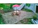 Small brick patio with table and chairs next to stairs at 6438 Pin Oak Dr, McCordsville, IN 46055