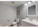 Small bathroom with white vanity, gray walls, and updated fixtures at 6438 Pin Oak Dr, McCordsville, IN 46055
