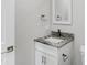 Bathroom with granite vanity and modern fixtures at 7234 N Christopher Ln, Fairland, IN 46126
