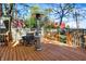 Deck with patio furniture and heater, overlooking backyard at 1007 Broadway St, Indianapolis, IN 46202