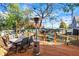 Deck with patio furniture and heater, overlooking backyard at 1007 Broadway St, Indianapolis, IN 46202