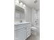 Bathroom with white vanity, tub shower combo, and tile floor at 408 Charles Freer Ln, Whiteland, IN 46184