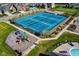 Aerial view of community tennis courts and playground at 1401 Farmhouse Dr, Westfield, IN 46074