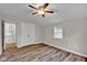 Bedroom with double doors and ceiling fan at 9562 N Gasburg Rd, Mooresville, IN 46158